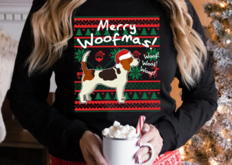 Beagle Merry Woofmas, Ugly Christmas Sweater Essential PNG Tshirt Design DTB