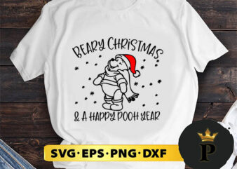 Beary Christmas Pooh SVG, Merry christmas SVG, Xmas SVG Digital Download t shirt template