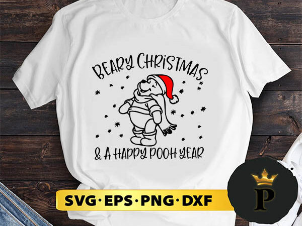 Beary christmas pooh svg, merry christmas svg, xmas svg digital download t shirt template