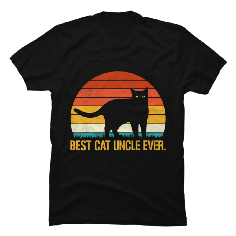 Best Cat Uncle Ever Shirt Vintage Retro Cat Lover - Buy t-shirt designs