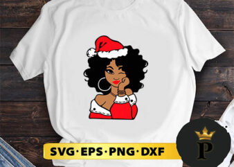 Black Girl Santa Hat SVG, Merry christmas SVG, Xmas SVG Digital Download t shirt template