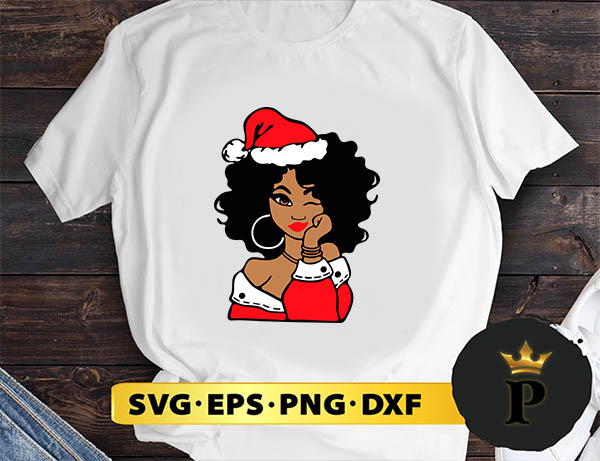 Black Girl Santa Hat SVG, Merry christmas SVG, Xmas SVG Digital Download