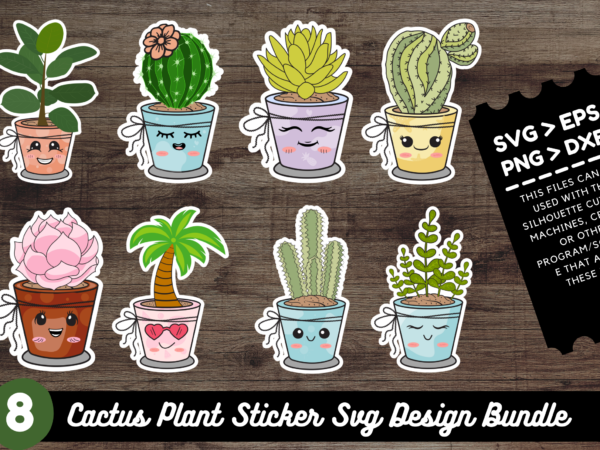 Cactus plant sticker bundle t shirt vector file