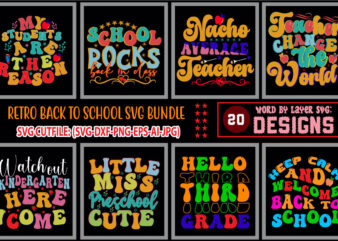 Retro Back To School SVG Bundle,School Grades Bundle Svg for Girls,1st Day of School Svg Gift, Retro School Png, Groovy Back to School Svg, Cricut Cameo Silhouette Files, Back to