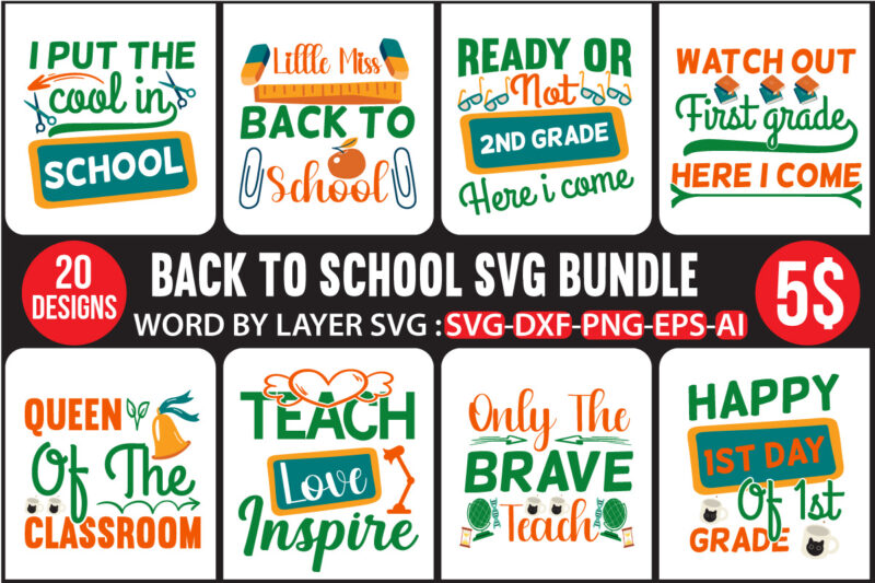 Back To School T-shirt Mega Bundle, Back To School Svg Mega Bundle, Mega Bundle, 160 Back To School T-shirt Mega Bundle, Back to school SVG bundle by Oxee, school SVG,