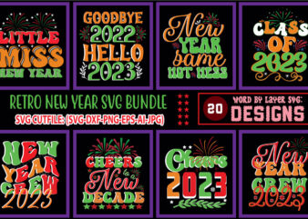 Retro New Year svg Bundle.New Years SVG Bundle, New Year’s Eve Quote, Cheers 2023 Saying, Nye Decor, Happy New Year Clip Art, New Year, 2023 svg, LEOCOLOR, New Years SVG t shirt design online
