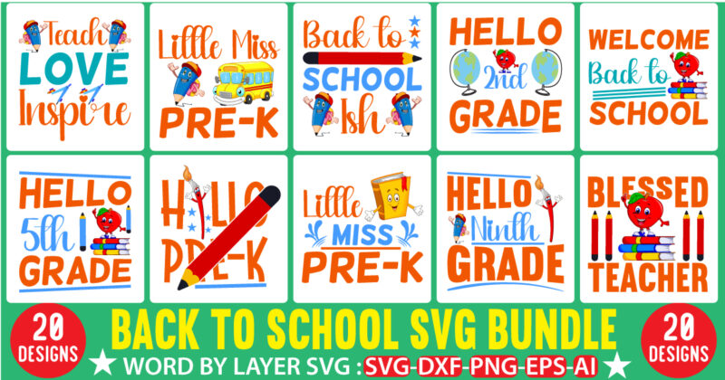 Back To School T-shirt Mega Bundle, Back To School Svg Mega Bundle, Mega Bundle, 160 Back To School T-shirt Mega Bundle, Back to school SVG bundle by Oxee, school SVG,