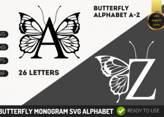 Butterfly Letters A-Z SVG