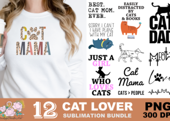 Cat Mama Cat Dad Meow PNG Sublimation Design