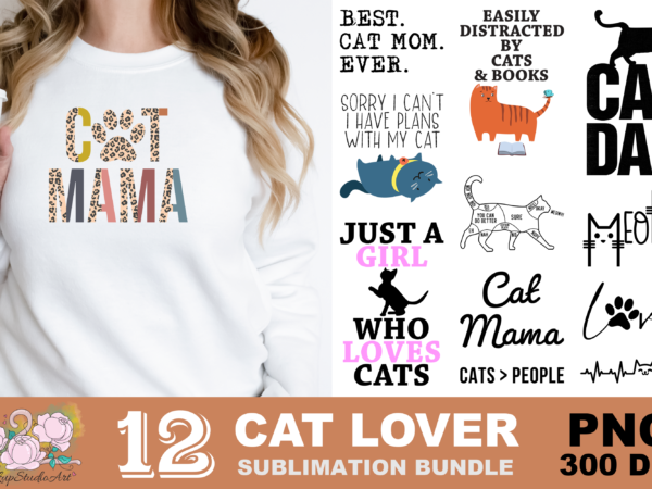 Cat mama cat dad meow png sublimation design