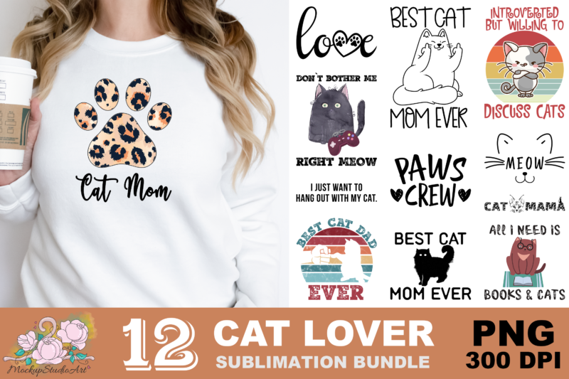Love Cats Paws Crew Meow PNG Sublimation Design