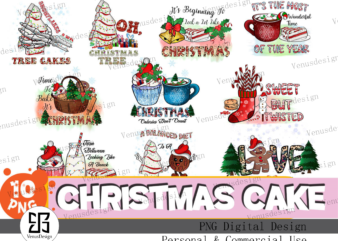 10 PNG Christmas Cake Sublimation
