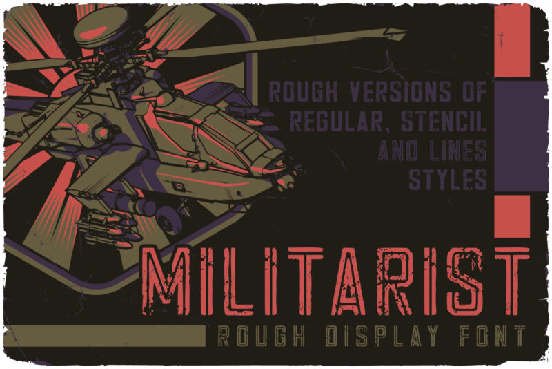 Militarist 10 T-shirt Designs and Font