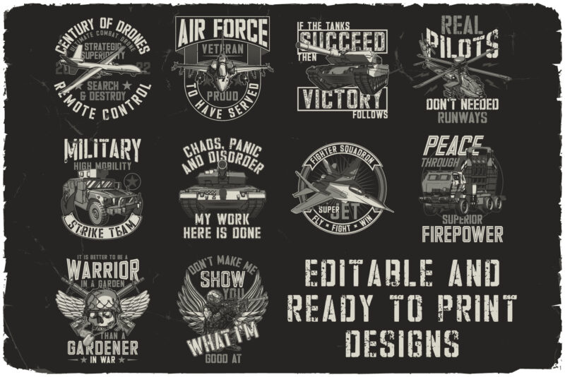 Militarist 10 T-shirt Designs and Font