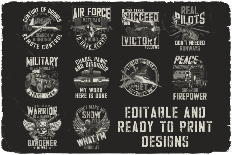 Militarist 10 T-shirt Designs and Font