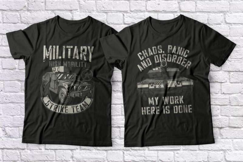 Militarist 10 T-shirt Designs and Font