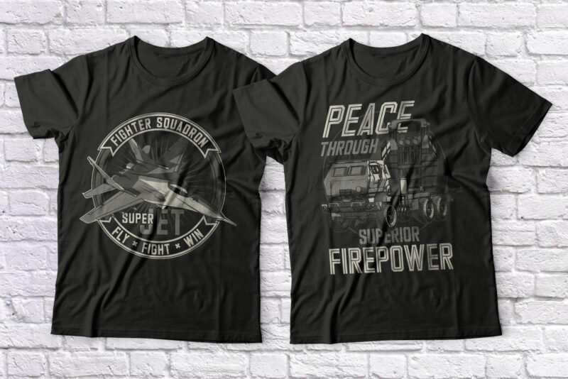 Militarist 10 T-shirt Designs and Font