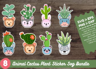 Animal Cactus Plant Sticker Bundle
