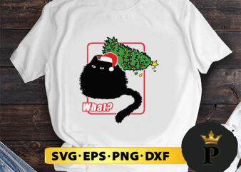 Cat Santa Hat Knocks Over Christmas Tree Glares Asks What SVG, Merry christmas SVG, Xmas SVG Digital Download t shirt vector file