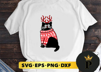 Cat with Christmas Jumper Meow SVG, Merry christmas SVG, Xmas SVG Digital Download