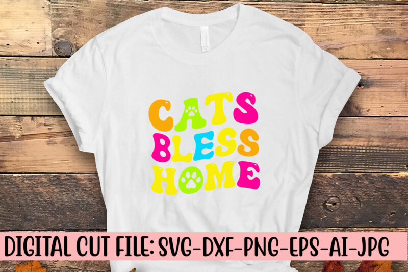 Cats Bless Home Retro SVG