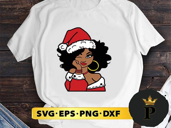 Christmas afro woman svg, merry christmas svg, xmas svg digital download t shirt vector file
