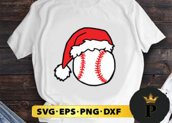 Christmas Baseball Santa Hat SVG, Merry christmas SVG, Xmas SVG Digital Download t shirt vector file