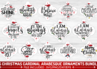 Christmas Cardinal ArabesqueOrnaments SVG Bundle t shirt vector file