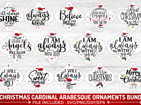 Christmas cardinal arabesqueornaments svg bundle t shirt vector file