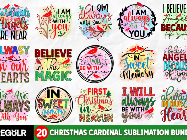 Christmas cardinal sublimation bundle t shirt vector file