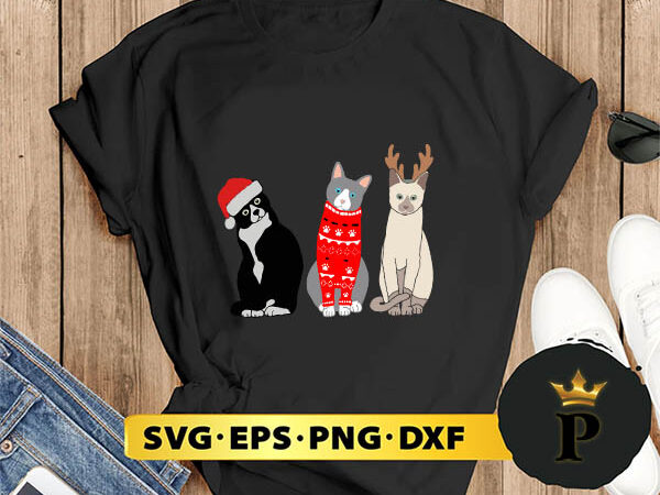 Christmas cat svg, merry christmas svg, xmas svg digital download t shirt vector file