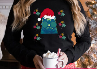 Christmas Cat And Snowflakes Essential PNG Tshirt Design DTB