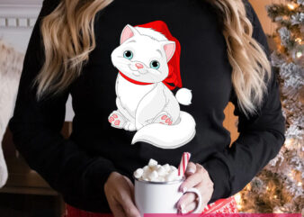Christmas Cat Closeup Essential PNG Tshirt Design DTB