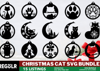 Christmas Cat Ornaments SVG Bundle t shirt vector file