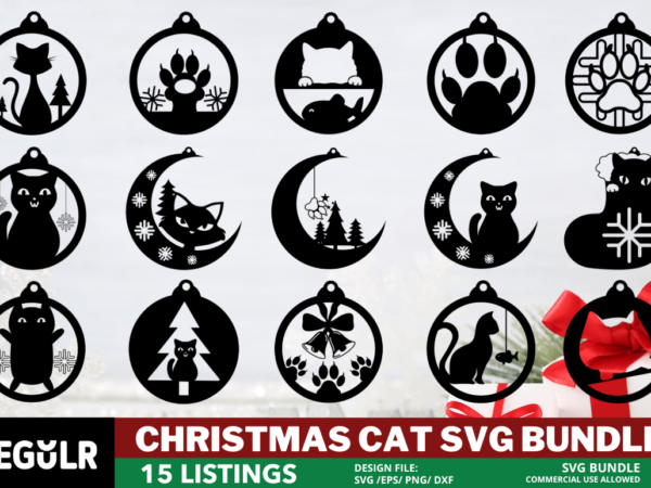 Christmas cat ornaments svg bundle t shirt vector file