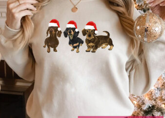 Christmas Dachshunds Classic PNG Tshirt Design DTB