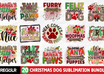 Christmas Dog Sublimation Bundle t shirt vector file