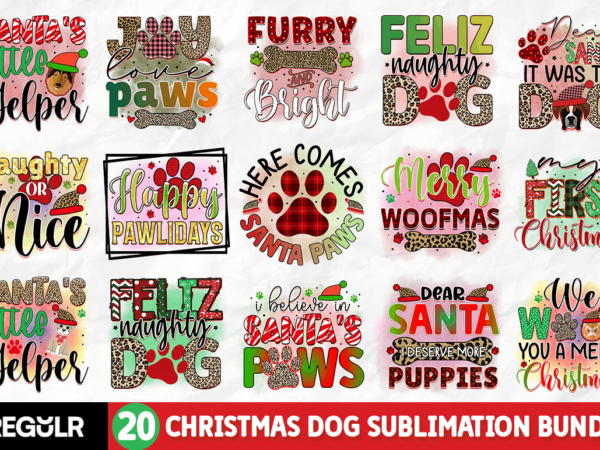 Christmas dog sublimation bundle t shirt vector file