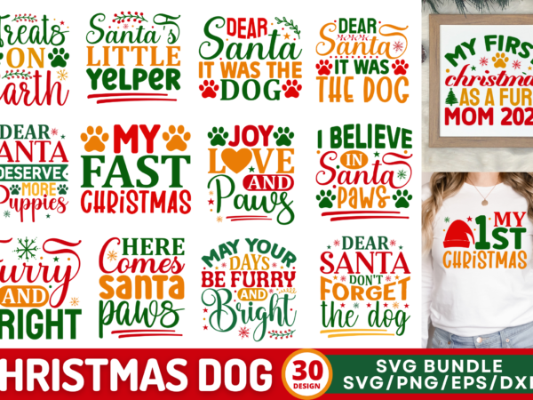 Christmas dog svg bundle t shirt vector file