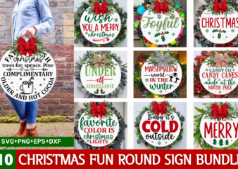 Christmas Fun Round Sign Bundle t shirt vector file