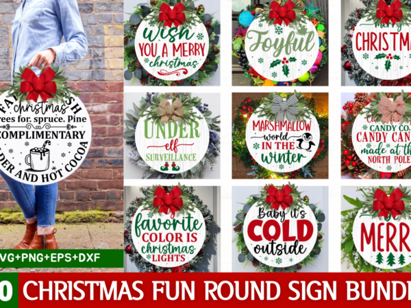 Christmas fun round sign bundle t shirt vector file