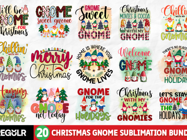 Christmas gnome sublimation bundle t shirt vector file
