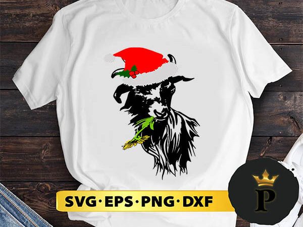 Christmas goat adorable santa hat svg, merry christmas svg, xmas svg digital download t shirt vector file