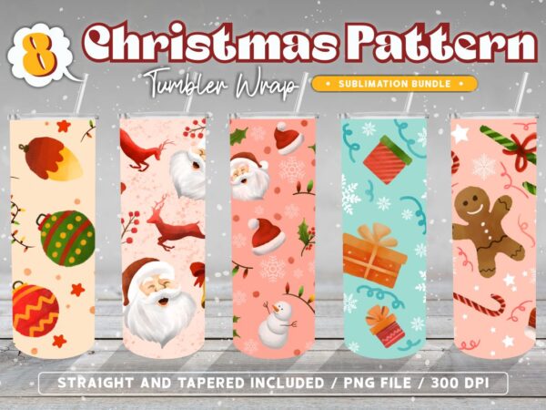 Christmas pattern tumbler wrap sublimation png t shirt vector file