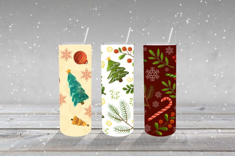 Christmas Pattern Tumbler Wrap Sublimation PNG