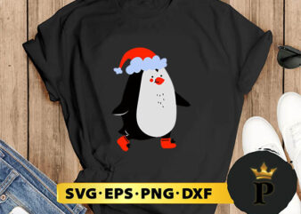 Christmas Penguin With Santa Hat SVG, Merry christmas SVG, Xmas SVG Digital Download t shirt vector file