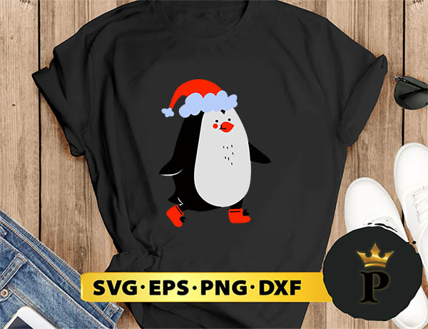 Christmas Penguin With Santa Hat SVG, Merry christmas SVG, Xmas SVG Digital Download