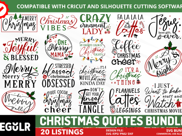 Christmas quotes svg bundle t shirt vector file