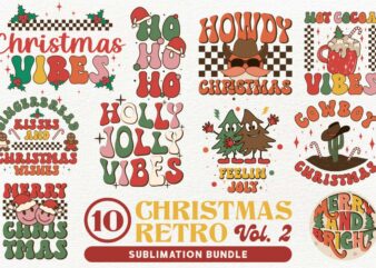 Retro Christmas Sublimation VOL 2, Christmas Tshirt Designs