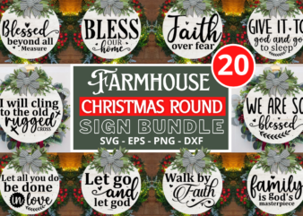 Farmhouse Christmas Round Sign Bundle